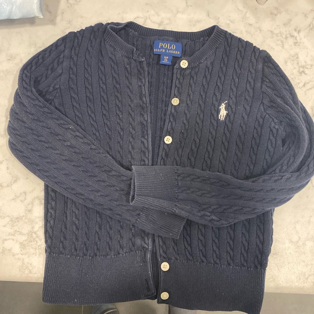 Kids Polo Cardigan. Navy blue